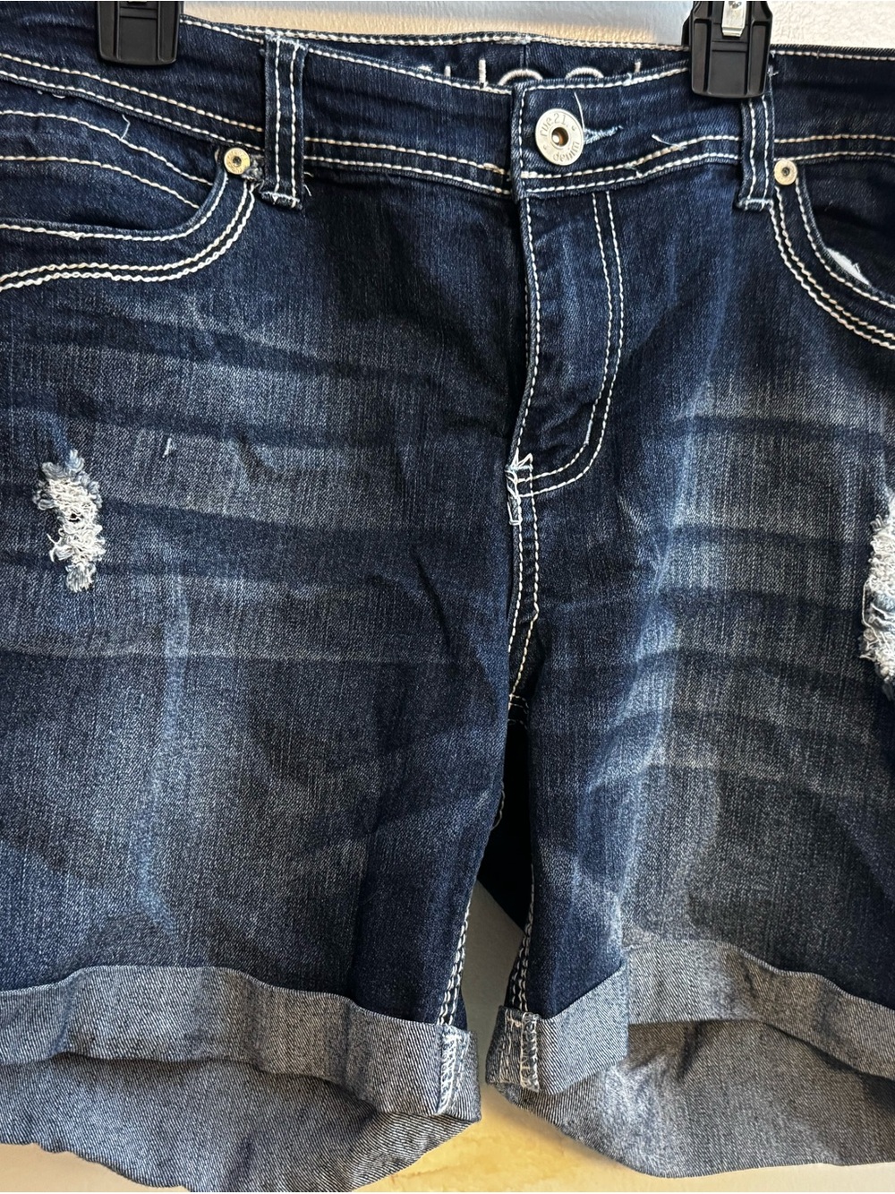 Rue21 Dark Blue Distressed Denim Shorts